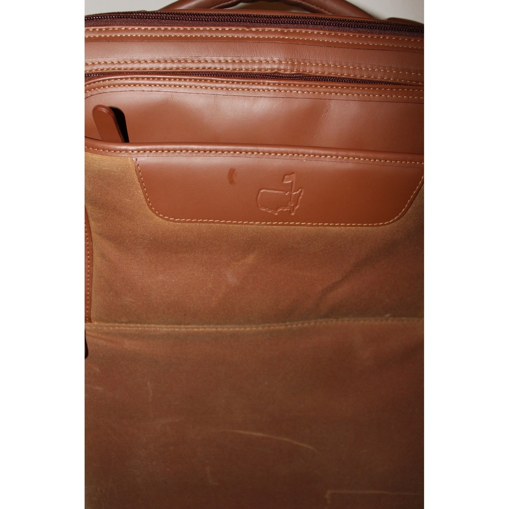VTG Masters Tournament Brown Canvas Leather Rolling Carry On Suitcase Spinner